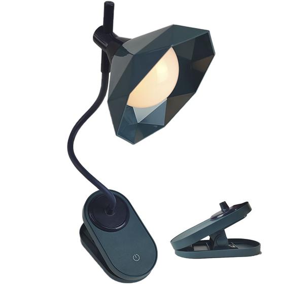 Imagem de Luminaria de Mesa Com Garra Diamante Articulavel Touch Presilha Led 3 Cores Abajur Flexivel Trabalho Escritorio Home Office Geometrica