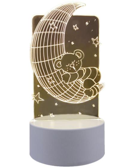 Imagem de Luminária De Mesa Embuled 3D Lua e Urso LED 4W 5V 3 Cores