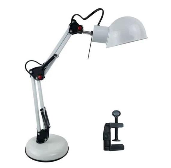 Imagem de Luminária de Mesa Escritório 2 em 1 Metal Abajur Lâmpada Articulável Base e Garra Flex M