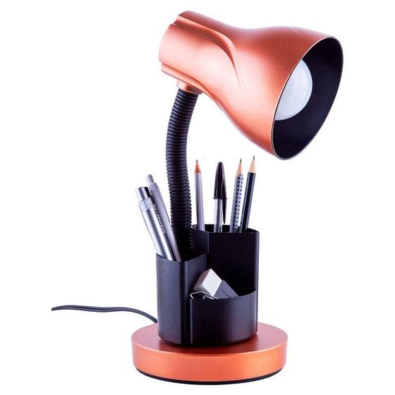 Imagem de Luminaria de mesa escritório estudo spiralle porta lapis/caneta cobre