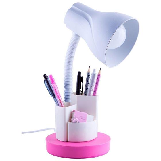 Imagem de Luminaria de mesa escritório estudo spiralle porta lapis/caneta pink