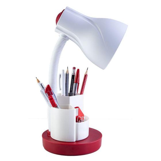 Imagem de Luminaria de mesa escritório estudo spiralle porta lapis/caneta vermelha