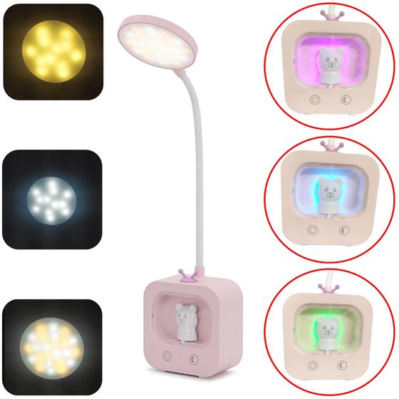 Imagem de Luminária De Mesa Flexível Luz Rgb Brilho Ajustável Com Usb TB1664RO