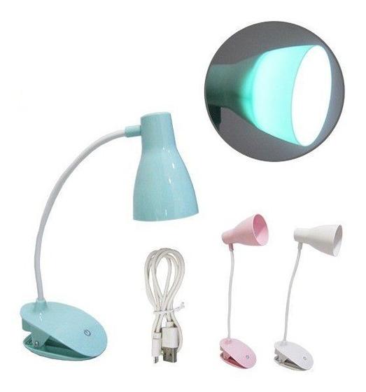 LUMINÁRIA DE MESA FLEXÍVEL RECARREGÁVEL MODELO PRESILHA USB COM 14 LEDs