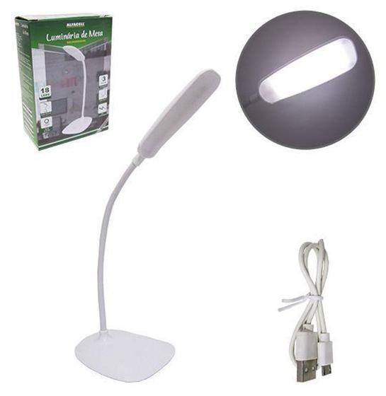 Luminaria de mesa flexivel recarregavel usb com sensor touch 18 leds - Alfacell Imagem de Luminaria de mesa flexivel recarregavel usb com sensor touch 18 leds - Alfacell