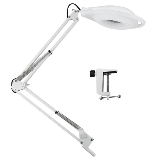 Luminária de mesa Led c/Lupa Articulada Profissional Branca d e z
