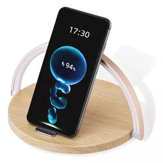 Imagem de Luminaria de mesa Led Carregador Induçao Celular Touch Flexivel 3 cores