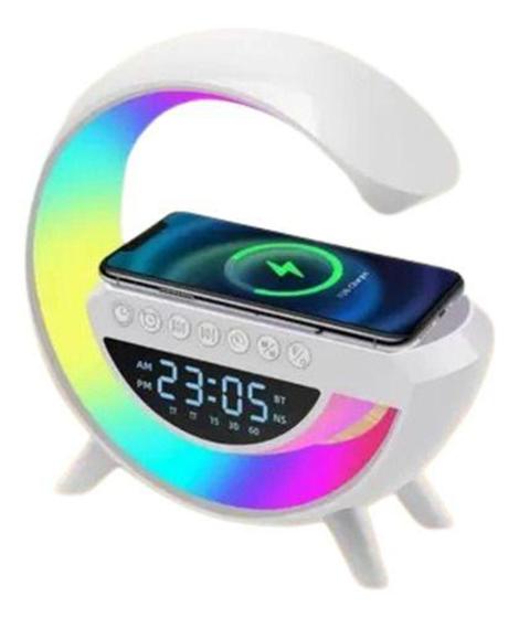 Imagem de Luminária De Mesa Led Com Relogio, Carregador, Som, E Luzes - Fenix