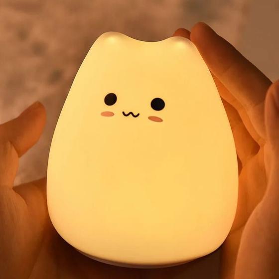 Imagem de Luminaria De Mesa Noturna De Gato Silicone Infantil Bebe