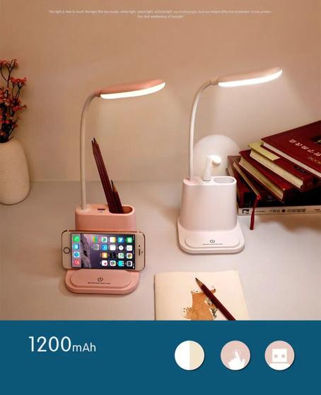 Imagem de Luminária De Mesa Recarregável Touch Com Carregador Usb