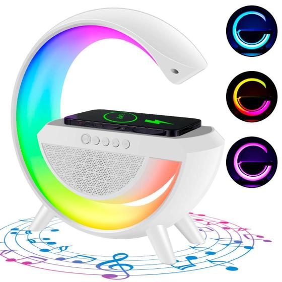 Imagem de Luminária De Mesa Rgb Bluetooth Com Som Carregador Indução