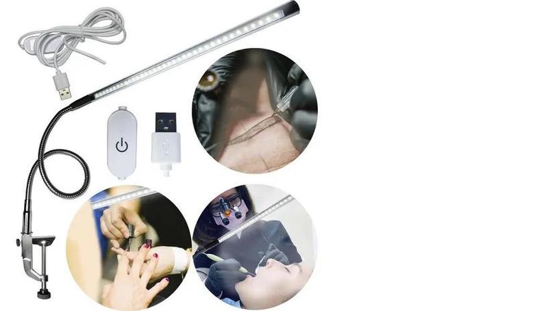 Imagem de Luminária De Mesa USB Branca Articulada Led Estética Abajur Quarto Estudos