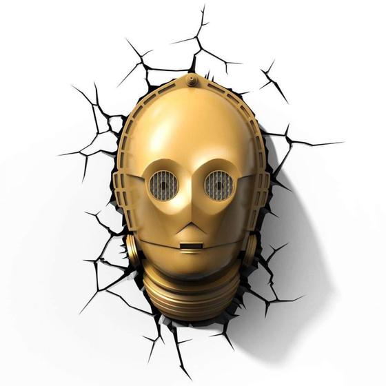 Luminária de Parede 3D Light FX C3PO Star Wars Beek Geek Dourado Luminária de Parede