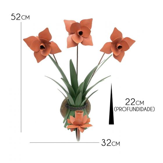 Luminaria de Parede Area Externa Rustica de Ferro com Flores Libertas