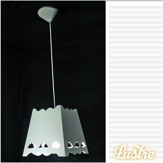 Luminária de Teto Infantil Nuvem Branca Flores para Mariae