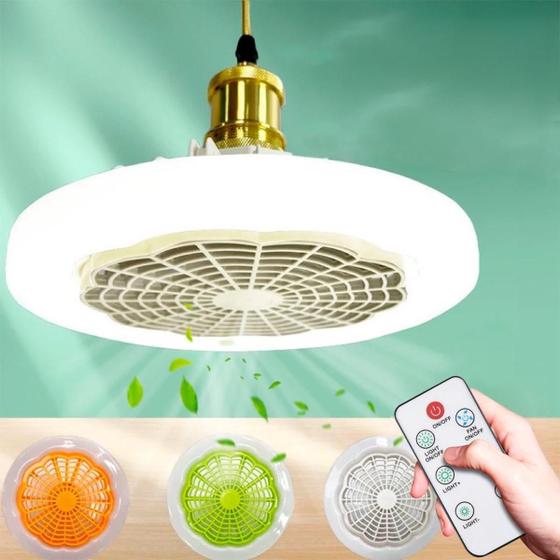 Imagem de Luminária De Teto Led Com Ventilador E Controle E27