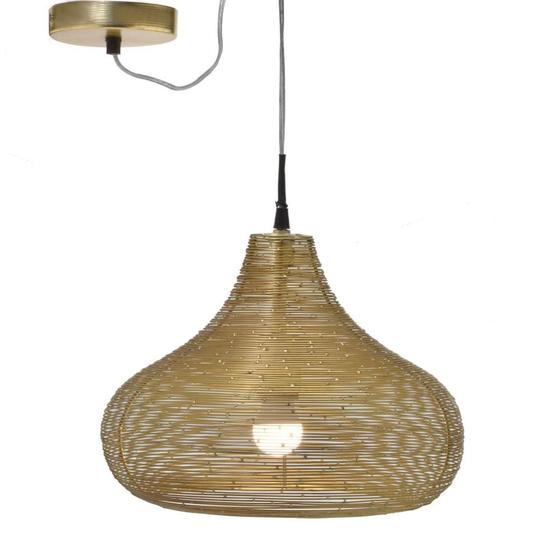 Luminária de Teto Pendente em Metal Bivolt E27 Dourada 27cm Espressione