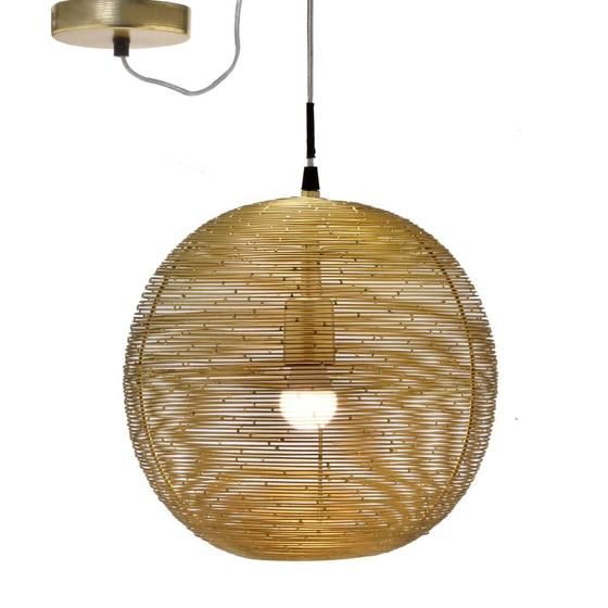 Luminária de Teto Pendente em Metal Bivolt E27 Dourada 28cm Espressione