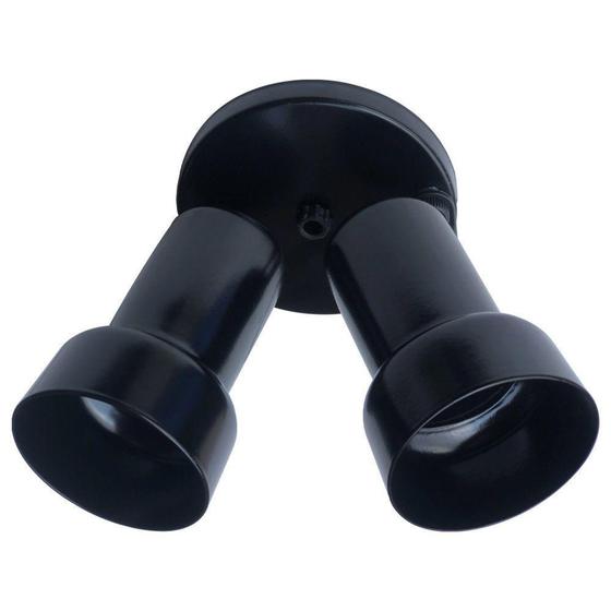 Luminária de Teto Spot Caneca Para Duas Lâmpadas Preto E27 40W 250V