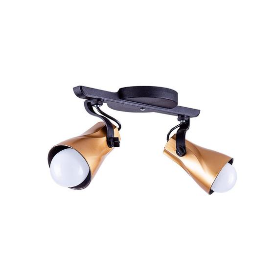 Imagem de Luminária de Teto Spot de Sobrepor Trilho Direcionável Octa Dourado Design Moderno Quarto Sala 2 lâmpadas E27 Bivolt