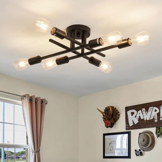 Imagem de Luminária de Teto ZGLAOJT - Semi-Flush Mount com 6 Luzes
