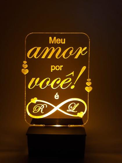 Imagem de Luminária Decorativa Abajur Led Amor Infinito Casal Personalizada c/ Iniciais