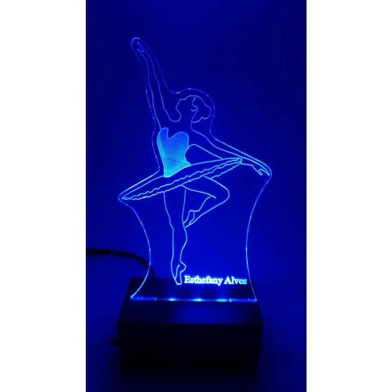 Imagem de Luminária Decorativa Abajur Led Bailarina Dançarina Personalizada c/ Nome