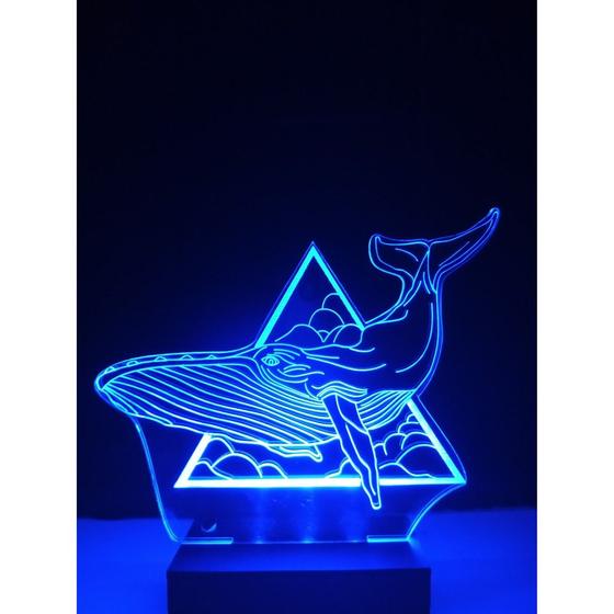 Imagem de Luminária Decorativa Abajur Led Baleia Personalizada c/ Nome