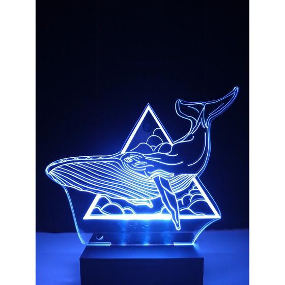 Imagem de Luminária Decorativa Abajur Led Baleia Personalizada c/ Nome