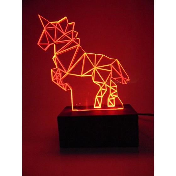 Imagem de Luminária Decorativa Abajur Led Unicórnio 3D Personalizada