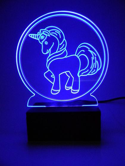 Imagem de Luminária Decorativa Abajur Led Unicórnio Personalizada Nome