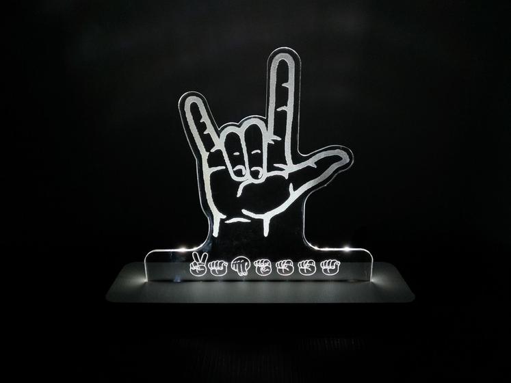 Imagem de Luminária Decorativa com LED I LOVE YOU LIBRAS