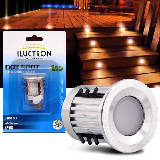 Imagem de Luminária Dot Spot LED 3000K 2W 110-220V 33mm Mini Balizador Branco Quente - Iluctron