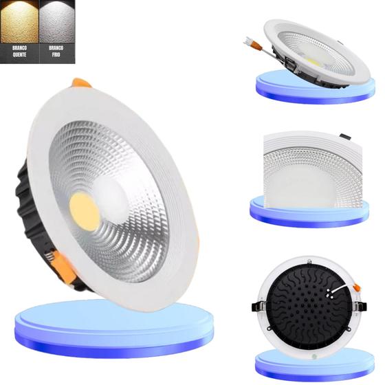 Imagem de Luminária DownLight Led Cob 40w Embutir Redondo Bovilt 110v-220v Frio 6500k ou Branca Quente 3500k