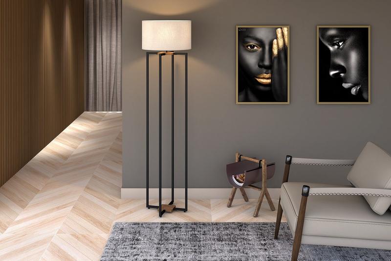 Luminária Dubai De Chão Abajur De Piso Com Cúpula Bege Redonda Estilo