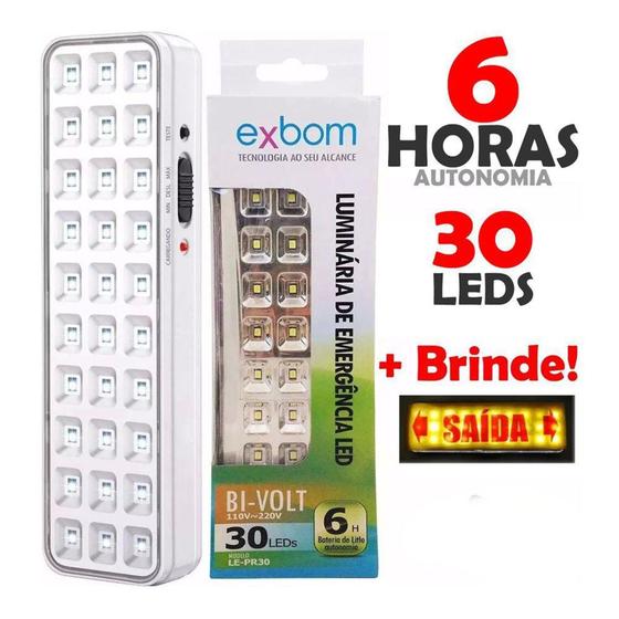 Imagem de Luminária Emergência 30 Led's Potente 2 Modos de Operação Autonomia 6hs - Exbom