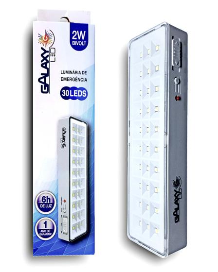 Imagem de Luminária Emergência Galaxy Lithium 1750 30 LEDs 2w Bivolt