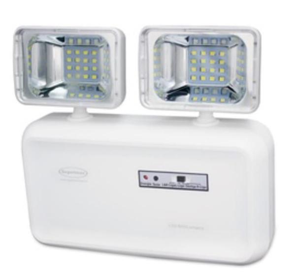 Luminária emergência led 600 lúmens 2 faróis c/ bateria selada bivolt