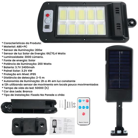 Luminária Externa Painel Solar Sensor de Presença LKY0018 LUATEK