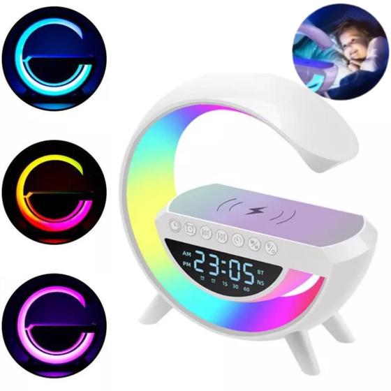 Imagem de Luminária G Speaker com Relógio - Som e Carregador Prático