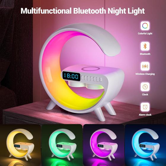 Imagem de Luminária G Speaker Rgb Caixa Som Relógio Carregador Indução