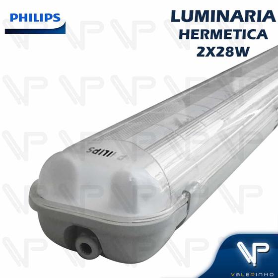 LUMINÁRIA HERMETICA PHILIPS 120CM P/LAMPADA T5 2x28W 54W TCW060 Luminária Magazine Luiza