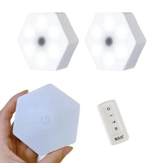 Imagem de Luminária Hexagonal sem fio LED com controle remoto armários e decoração ASUS