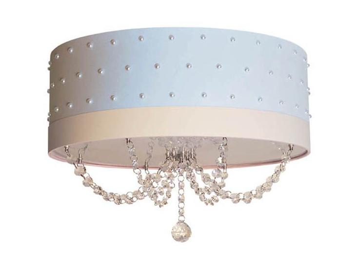 Imagem de Luminária Infantil 40x15 Quarto Menina Pérolas Com Cristal Azul