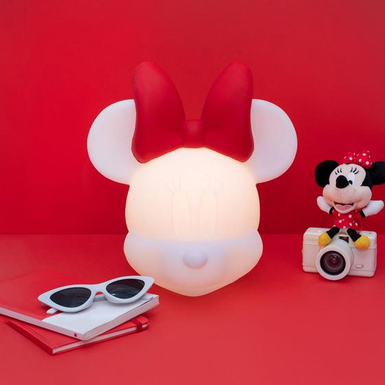 Imagem de Luminária Infantil Minnie Rosto 3D Disney Abajur Decoração Presente Quarto Menina Namorada Mickey