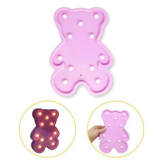 Imagem de Luminária Infantil Urso Ursinho Rosa LED Decoração