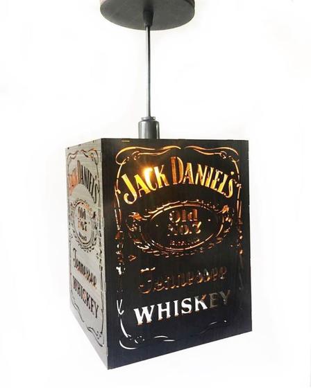 Imagem de Luminária Jack Daniels Decorativa Preta Madeira Mdf