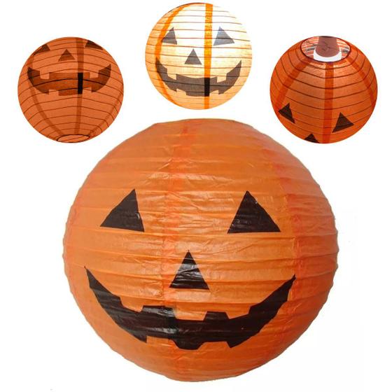 Imagem de Luminária Japonesa de Papel Abóbora Halloween de 30cm