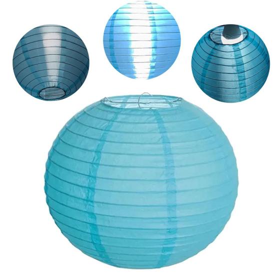 Imagem de Luminária Japonesa de Tecido Azul Tiffany de 30cm