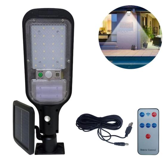 Luminária Lâmpada Led Solar 700 Lúmens Fio E Placa Móvel DS